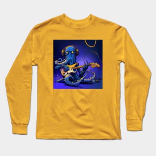 Blue Octopus Plays Jazz Guitar Long Sleeve T-Shirt